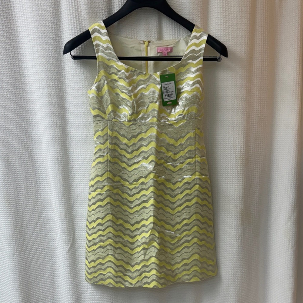 Lilly Pulitzer Yellow and Gray Chevron Dress